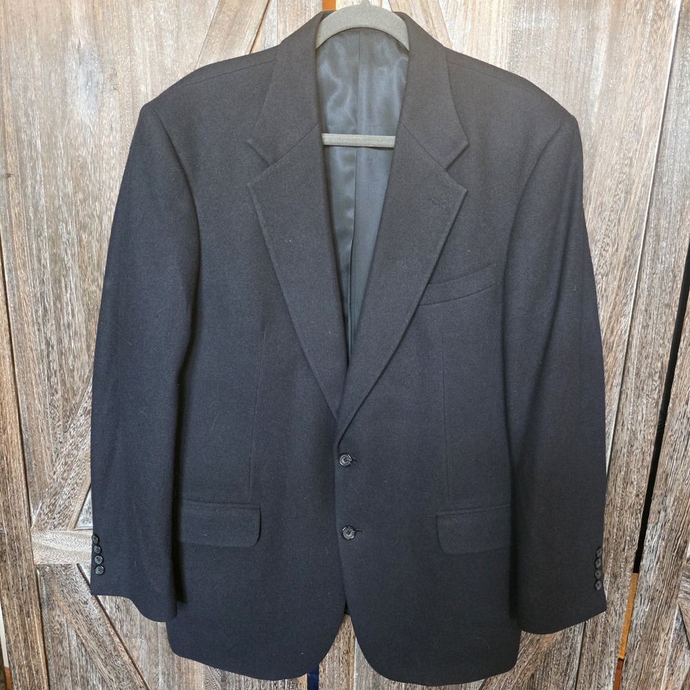 Oscar de la Renta Jacket Mens 42L Navy Blue Blazer Wool Cashmere Sports Coat